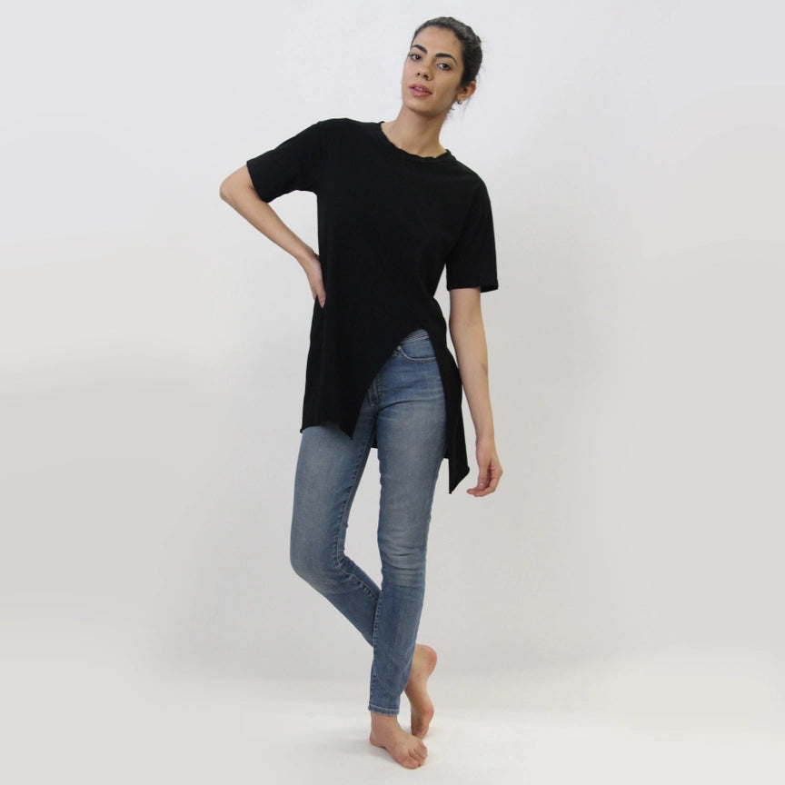 COTTON JERSEY SLIT TUNIC