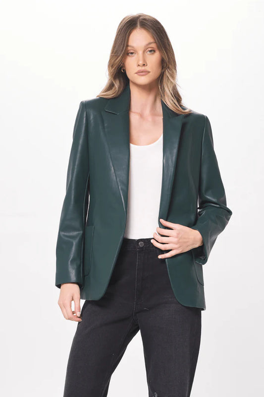 FAUX LEATHER BLAZER