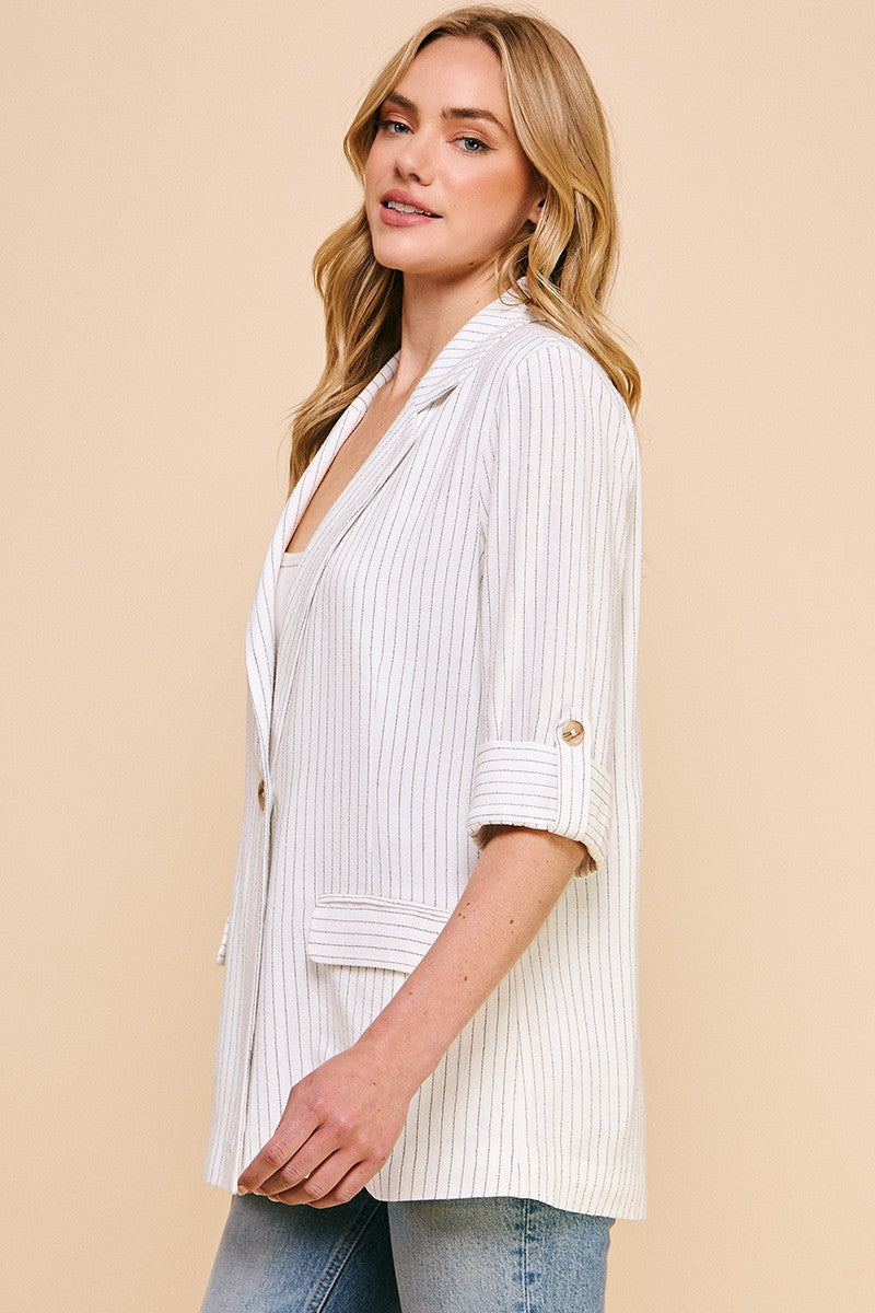 PINSTRIPE LINEN JACKET