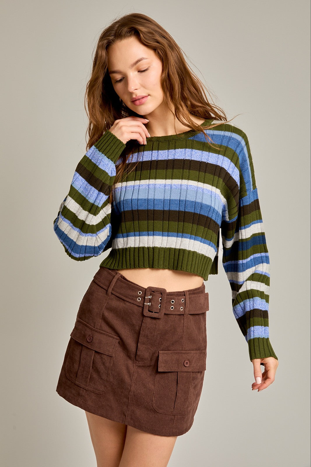 STRIPED CROP SWEATER