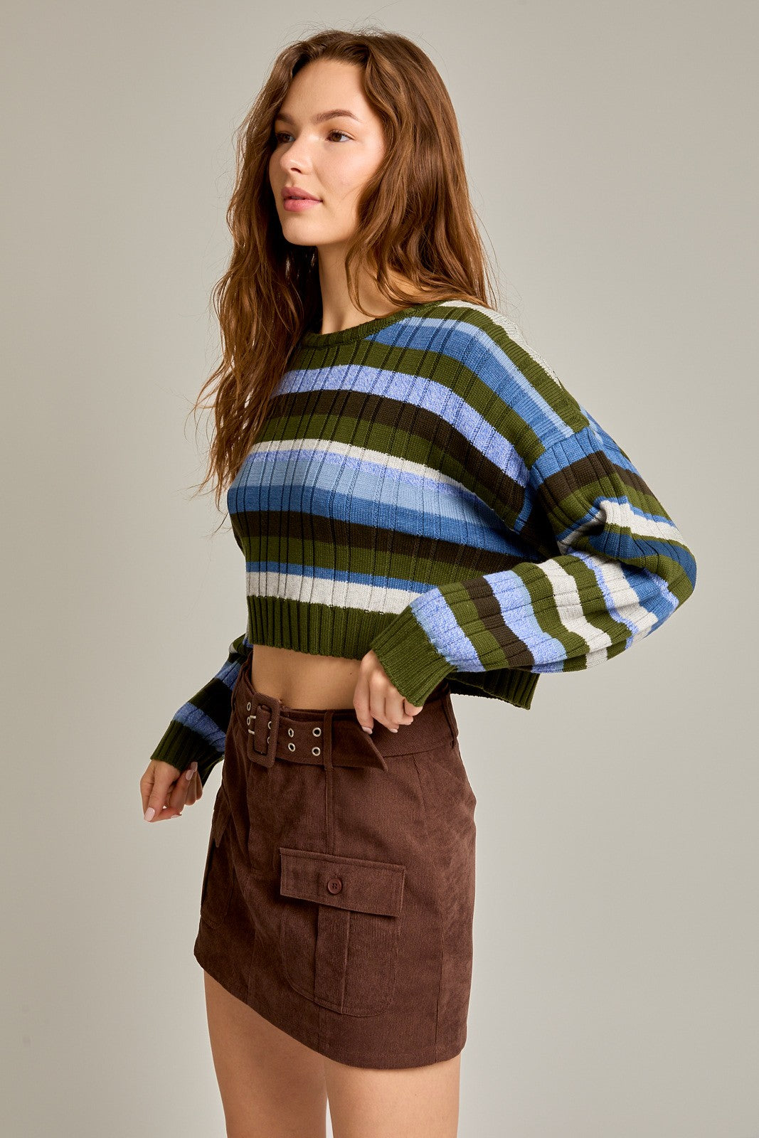 STRIPED CROP SWEATER