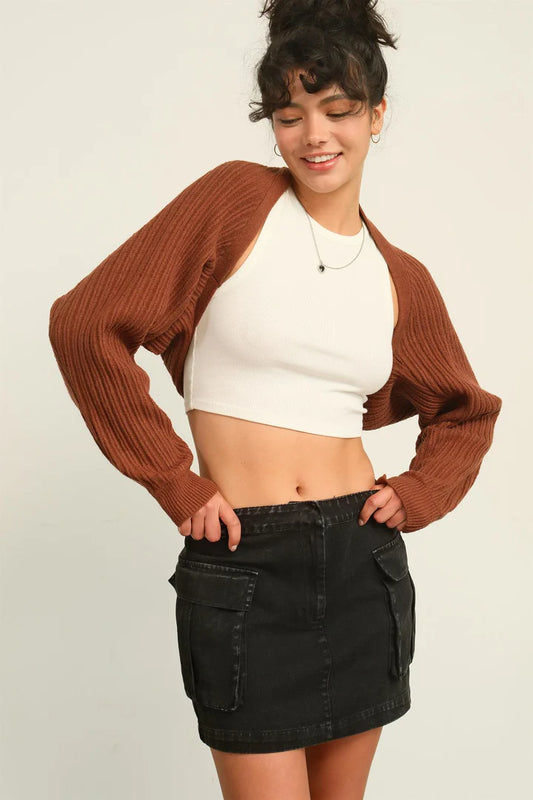 RIBBED KNIT BOLERO