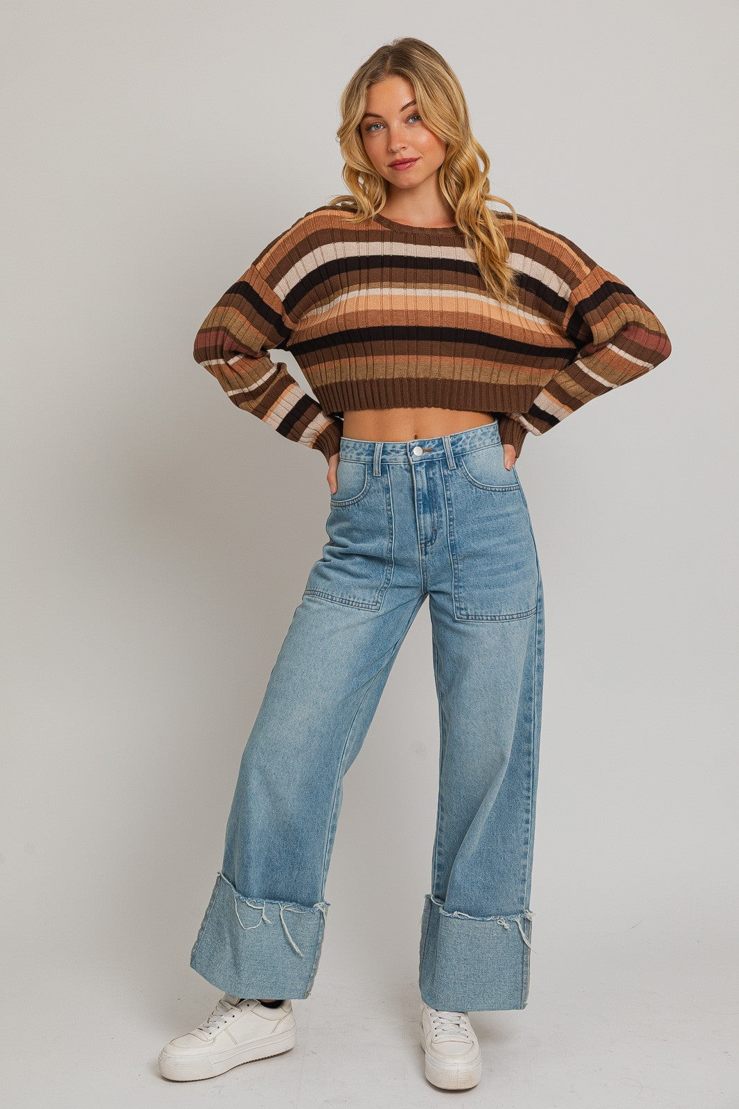 STRIPED CROP SWEATER