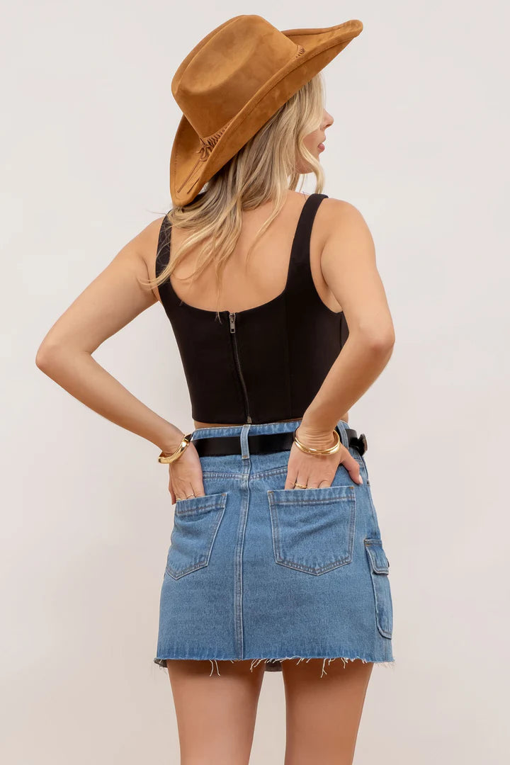 CARGO DENIM MINI SKIRT