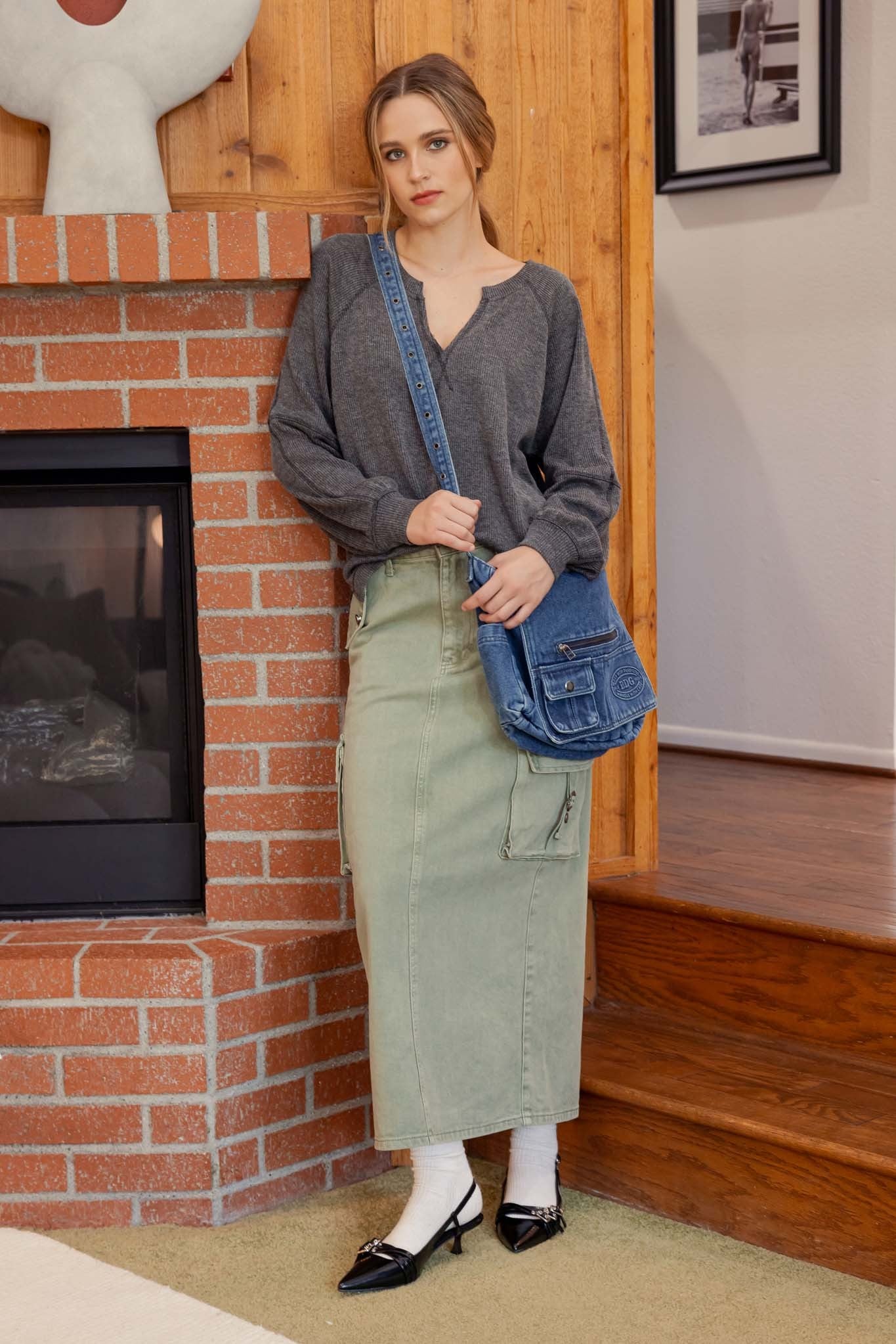 DENIM CARGO SKIRT