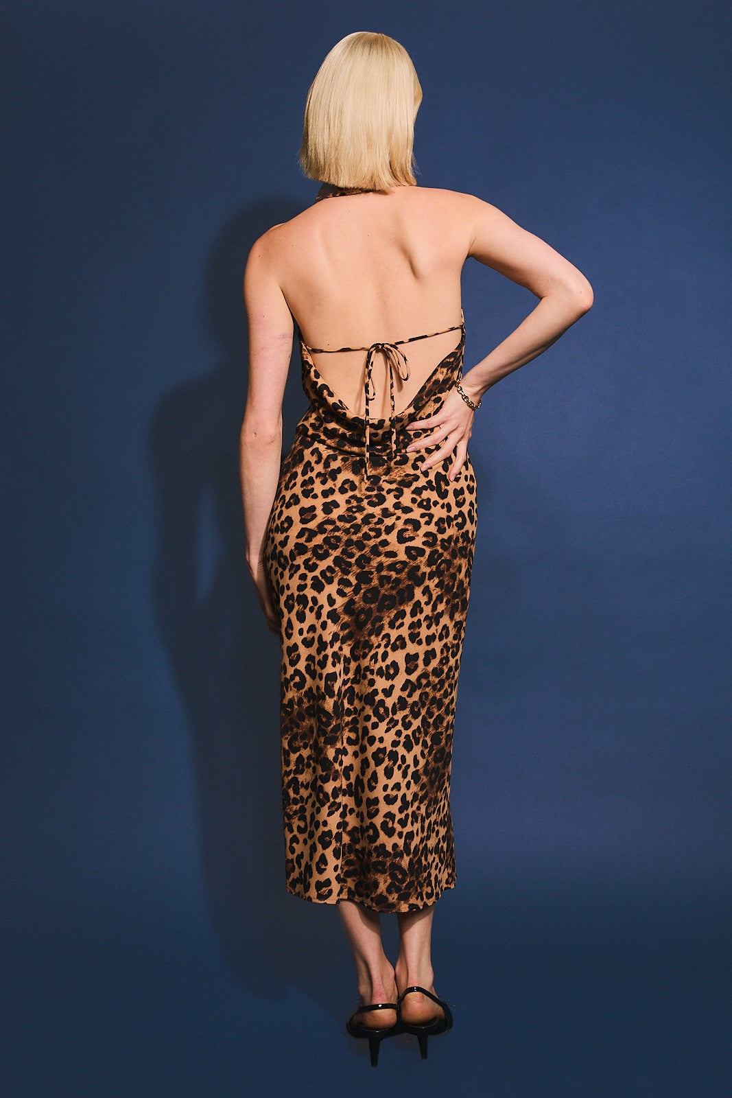 CHEETAH PRINT COWL NECK DRESS