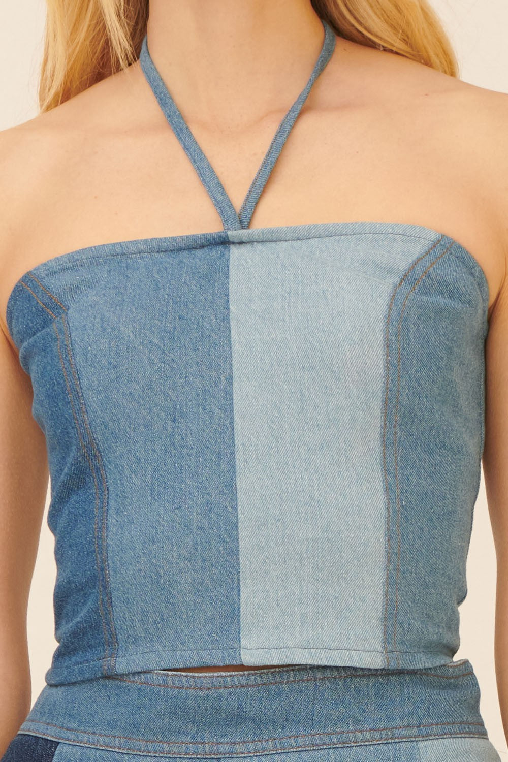 DENIM HALTER TOP