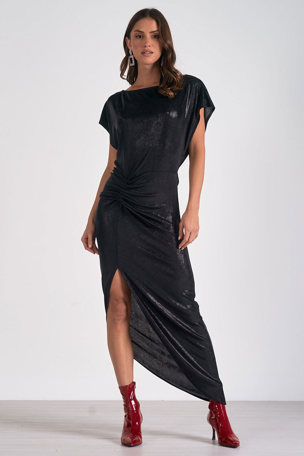 SHINY EFFECT MIDI DRESS