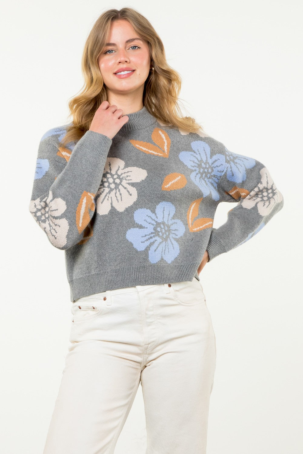 FLOWER PRINT SWEATER