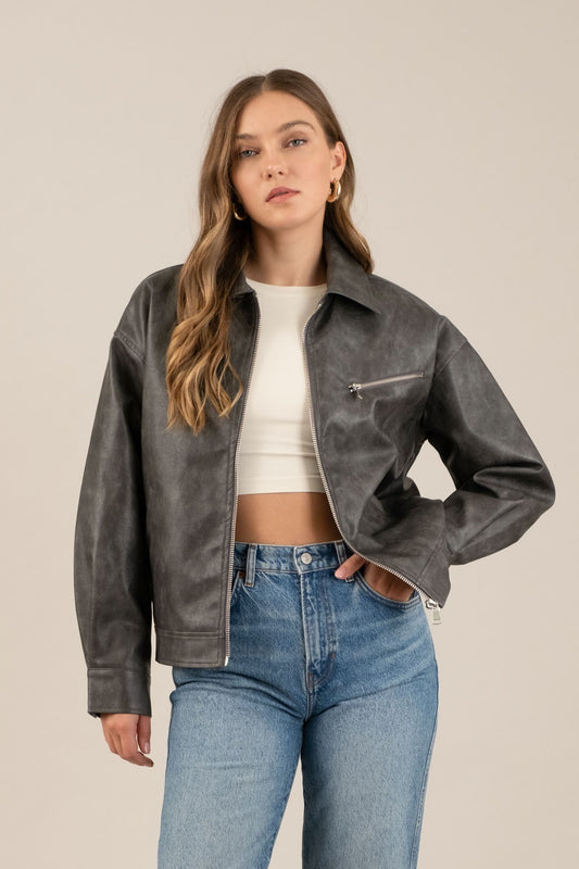 FAUX LEATHER JACKET