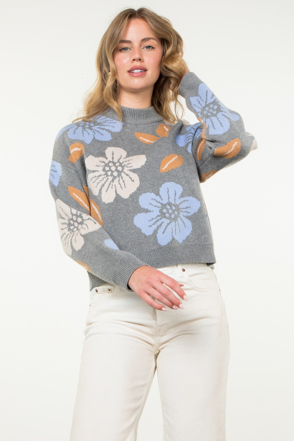 FLOWER PRINT SWEATER