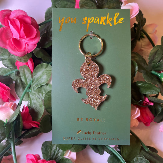 FLEUR DE LIS GLITTER KEYCHAIN