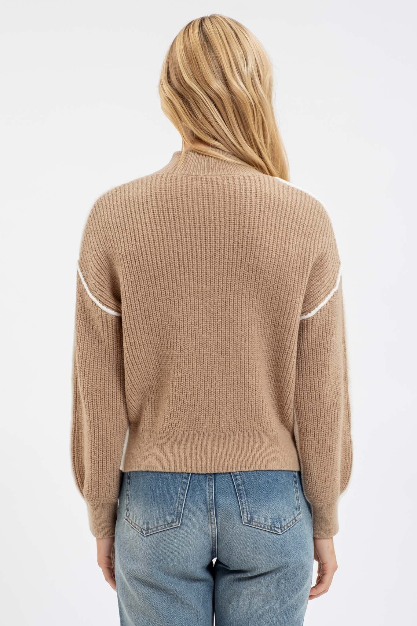 COLOR BLOCKED TURTLENECK SWEATER