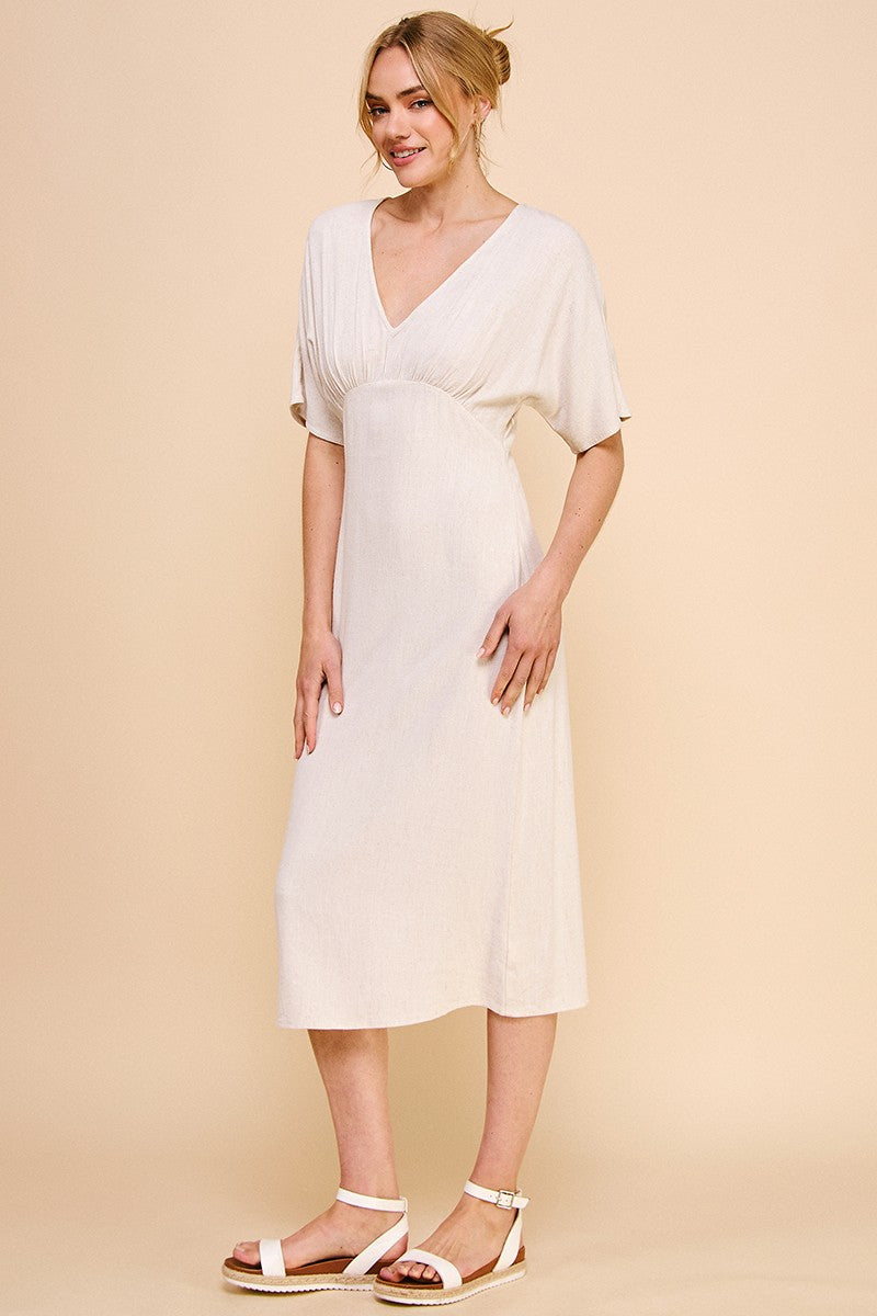 LINEN MIDI DRESS