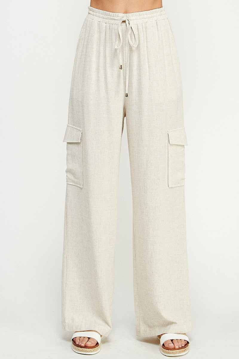 LINEN BLEND CARGO PANTS