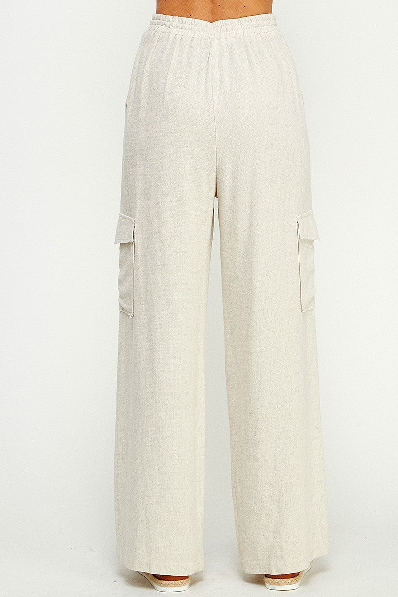 LINEN BLEND CARGO PANTS