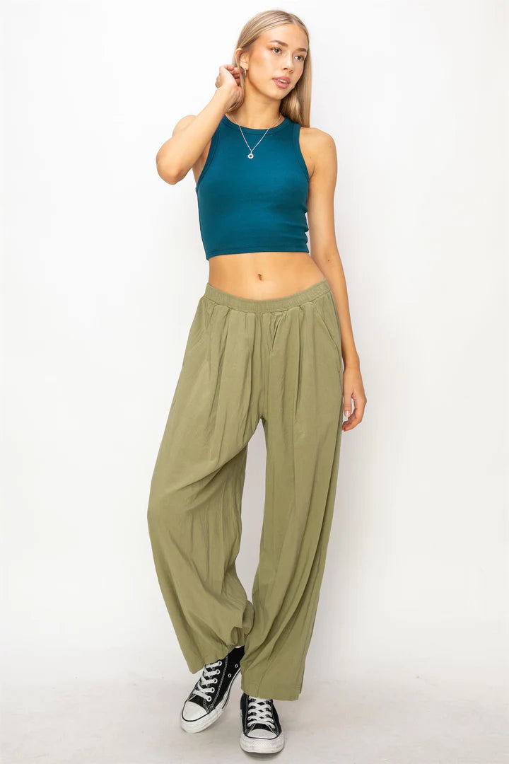 MID RISE WIDE LEG PANTS