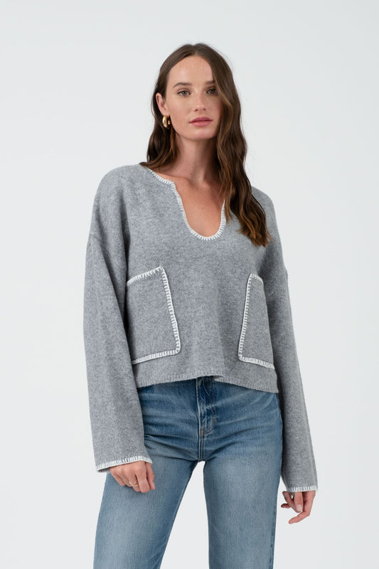 CONTRAST STITCH SWEATER