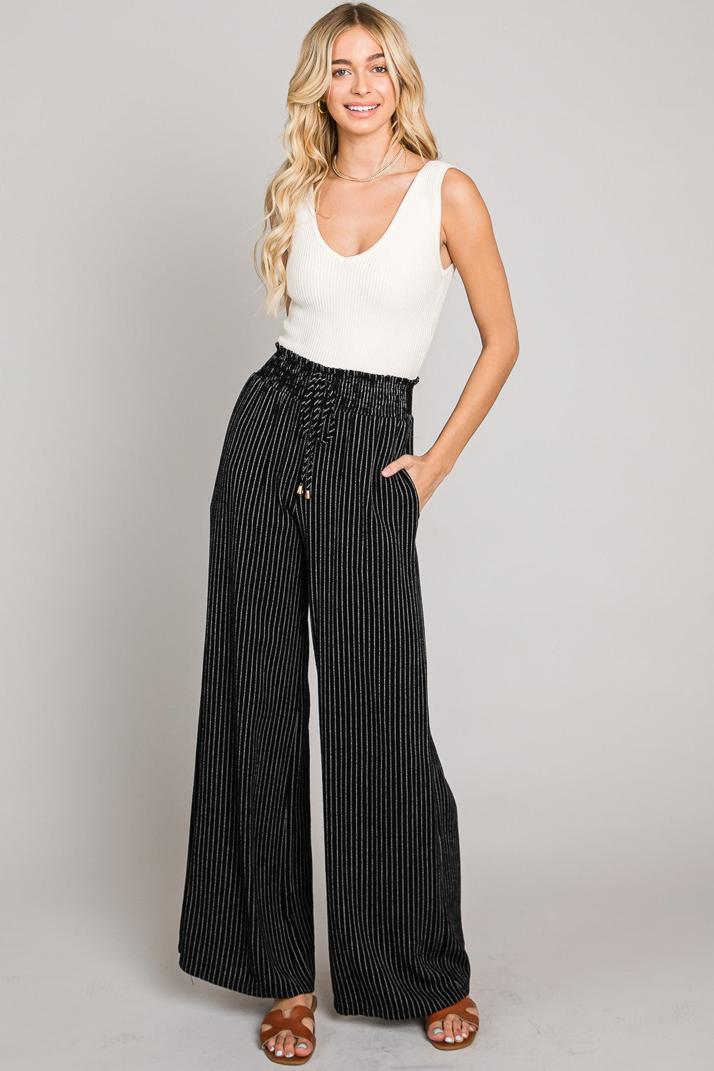 STRIPE LINEN PANTS