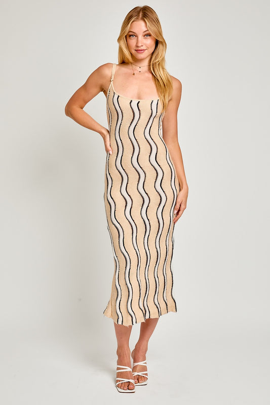 WAVY KNIT MIDI DRESS