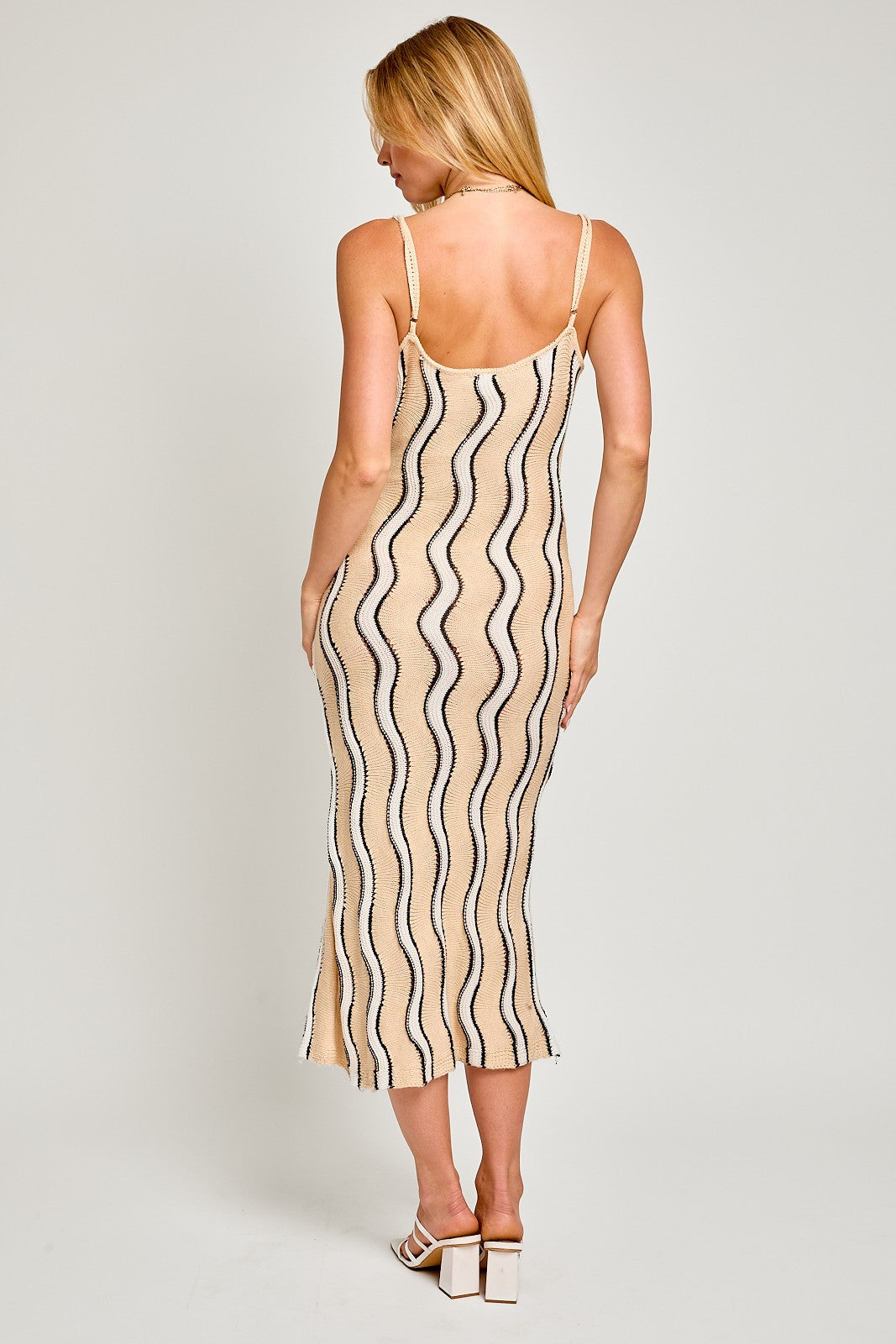 WAVY KNIT MIDI DRESS