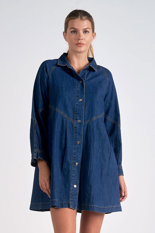 L/S BUTTON DOWN DRESS